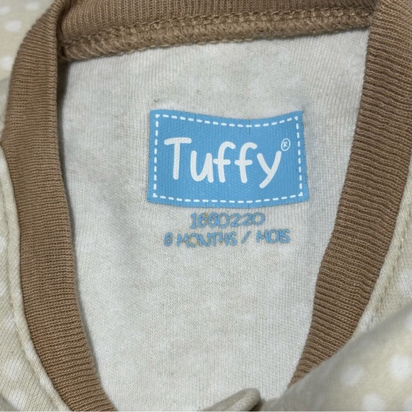 Tuffy - Cream and Brown Sleeper Onesie with Hedgehog Design - Picture 2 of 3